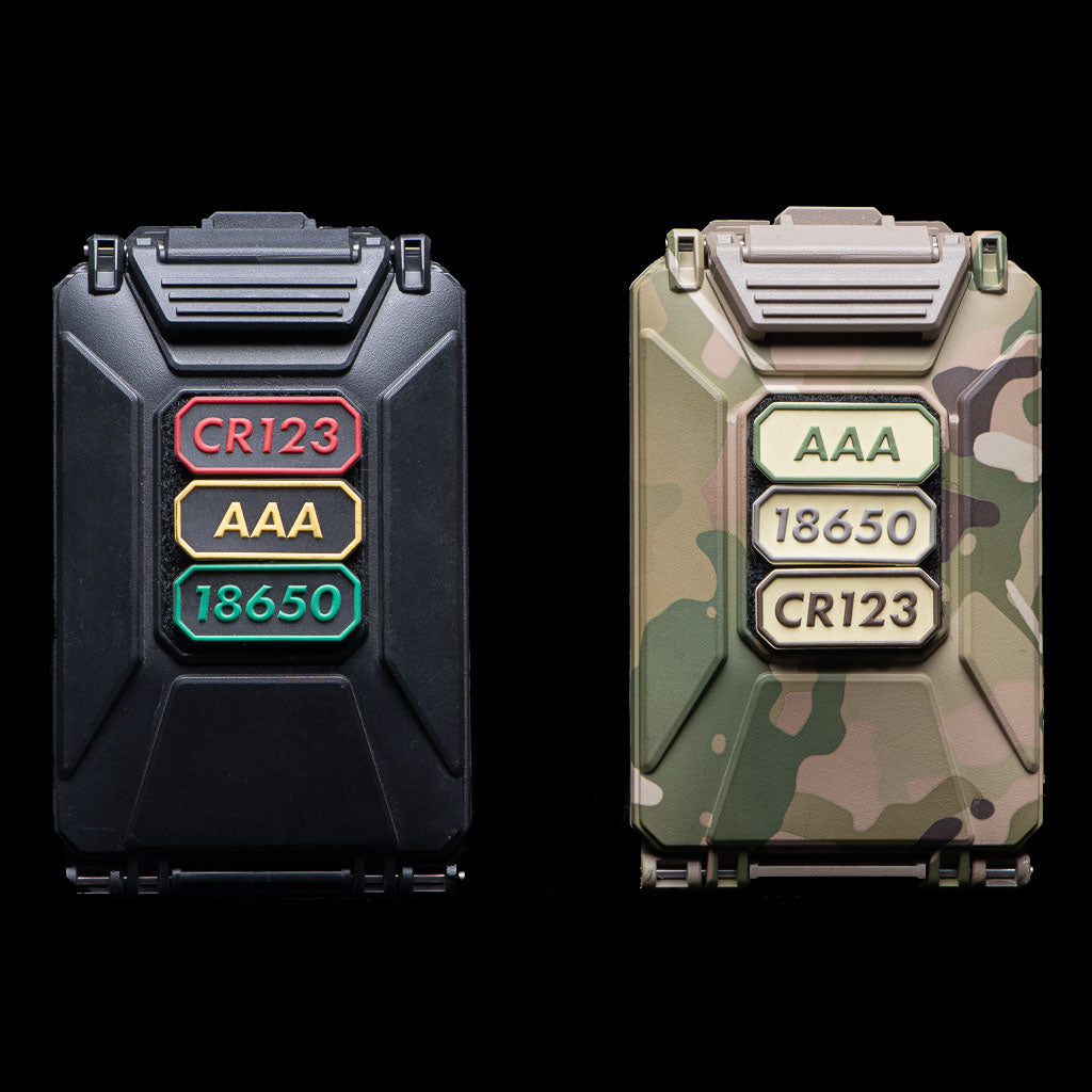 Battery Patches Set of 5 | CR123, 18350, 18650, AA, AAA | Black