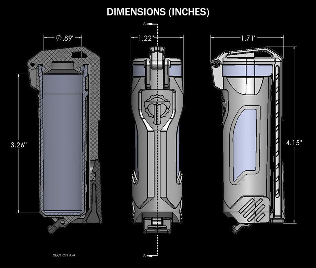 Thyrm CellVault 21 diagram with dimensions
