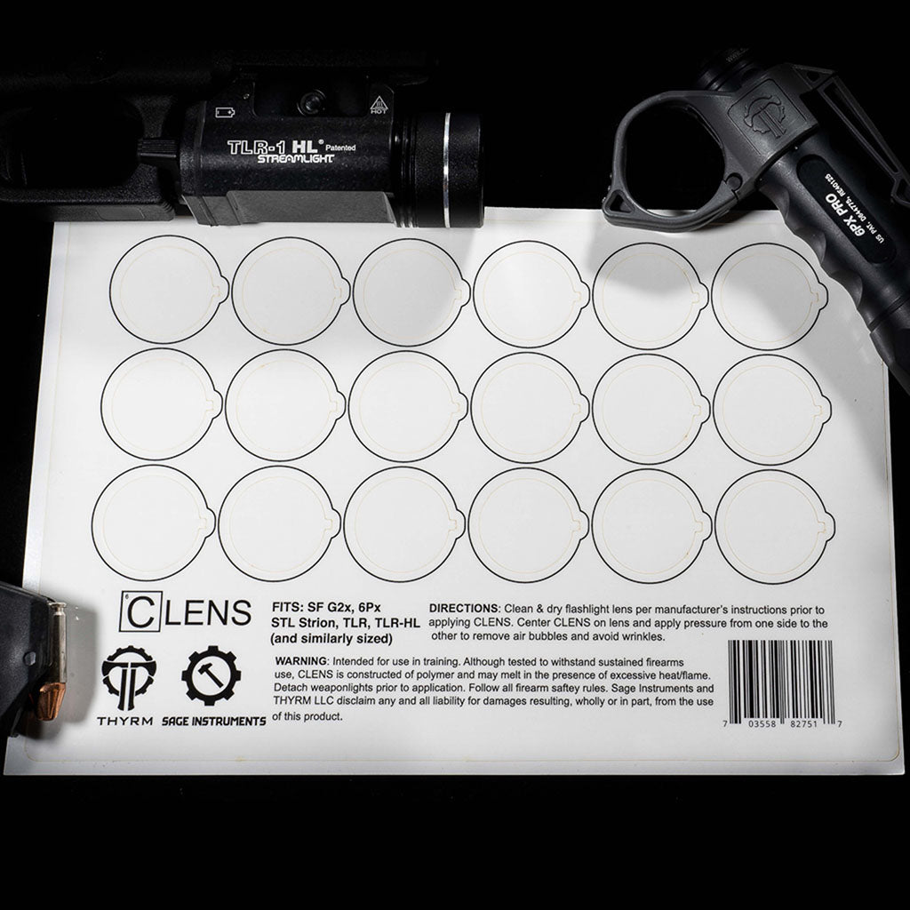 CLENS lens protection sheets for lights in the size that fits Strion, TLR, SF G2X models