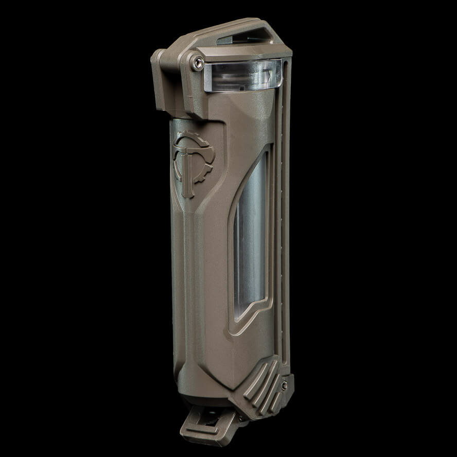CellVault-18 battery storage case in Olive Drab, designed for 18350 and 18650 batteries