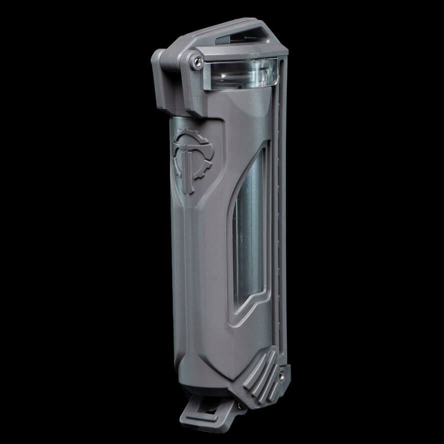 CellVault-18 battery storage case in Urban Grey, designed for 18350 and 18650 batteries