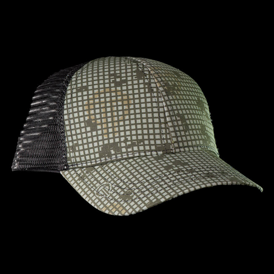 Digital Night Camouflage tactical cap with mesh back, adjustable strap, and Thyrm logos throughout the print.
