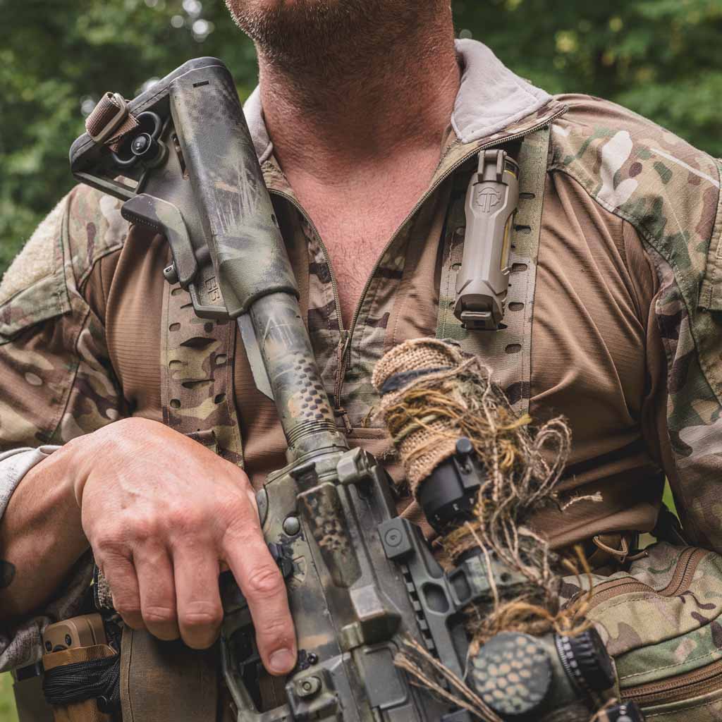 CellVault-21 Battery Storage mounted through MOLLE on a chest harness