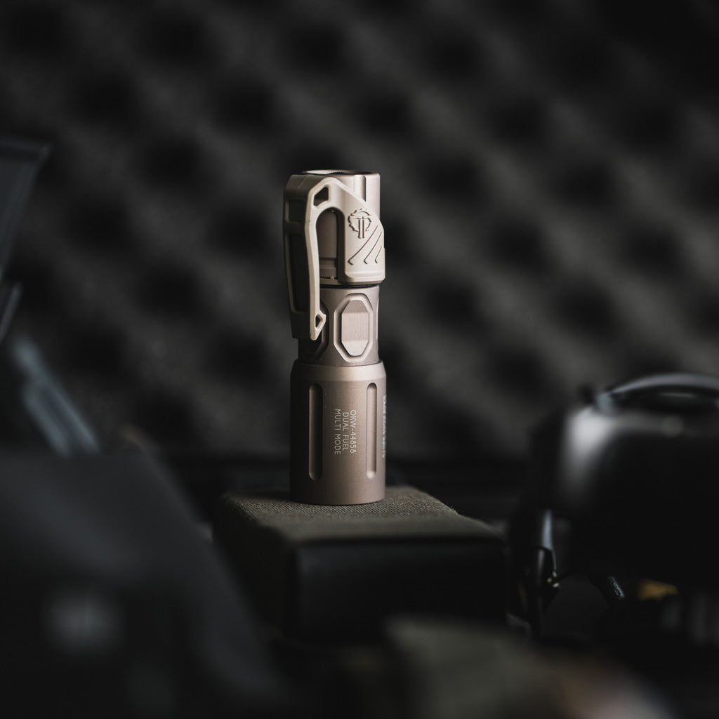 FDE Modlite handheld flashlight with a Thyrm LPC attached