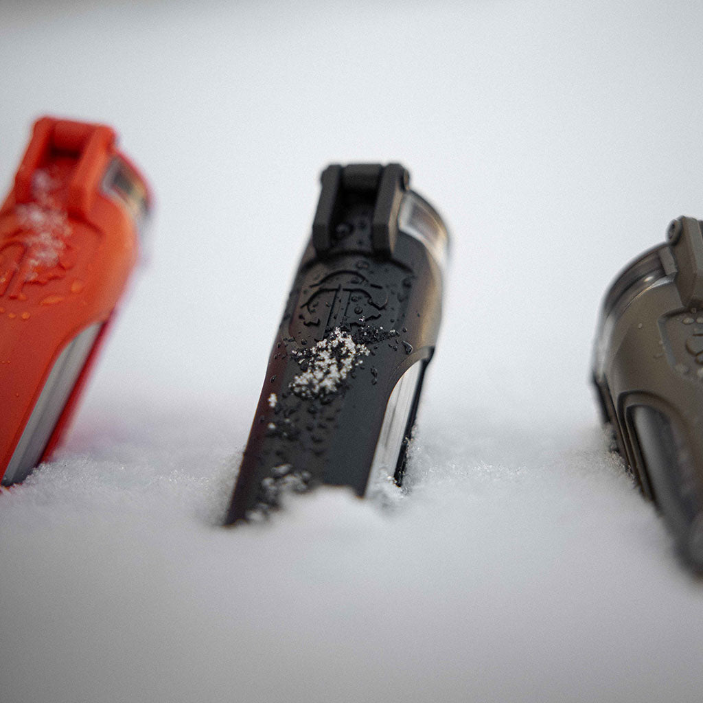 CellVaults hold up in tough weather. Three CellVault-18 Battery Cases in the snow.