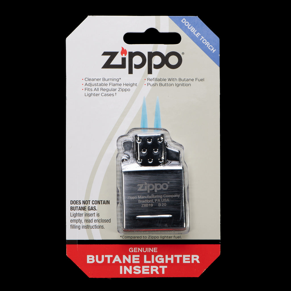 Zippo butane lighter insert with adjustable flame height, designed to fit standard Zippo lighter cases.