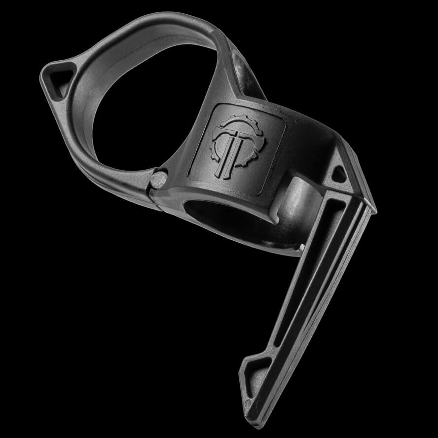 Large flashlight ring with pocket clip in black