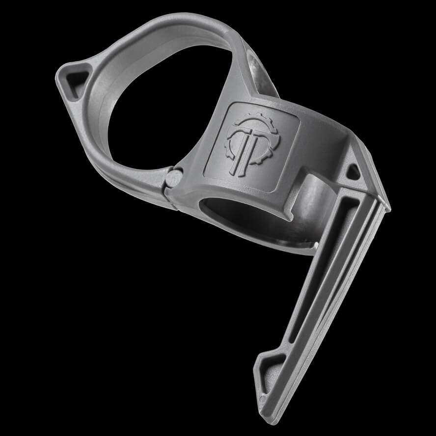 Large flashlight ring with pocket clip in Urban Grey