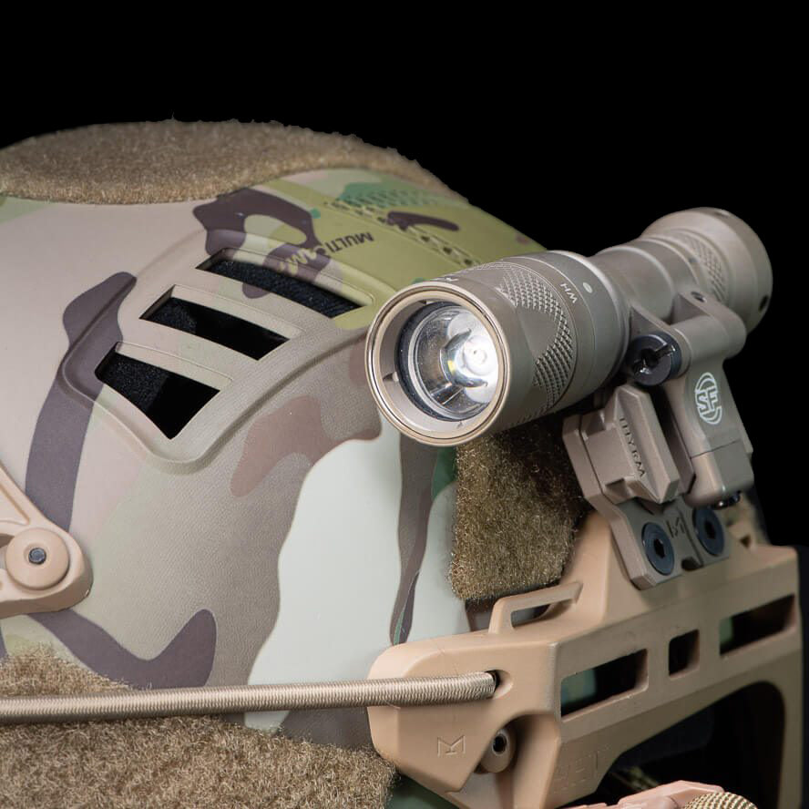 VariArc Helmet Light Mount securely attaches to Ops-Core, Team Wendy, or M-LOK helmet rails