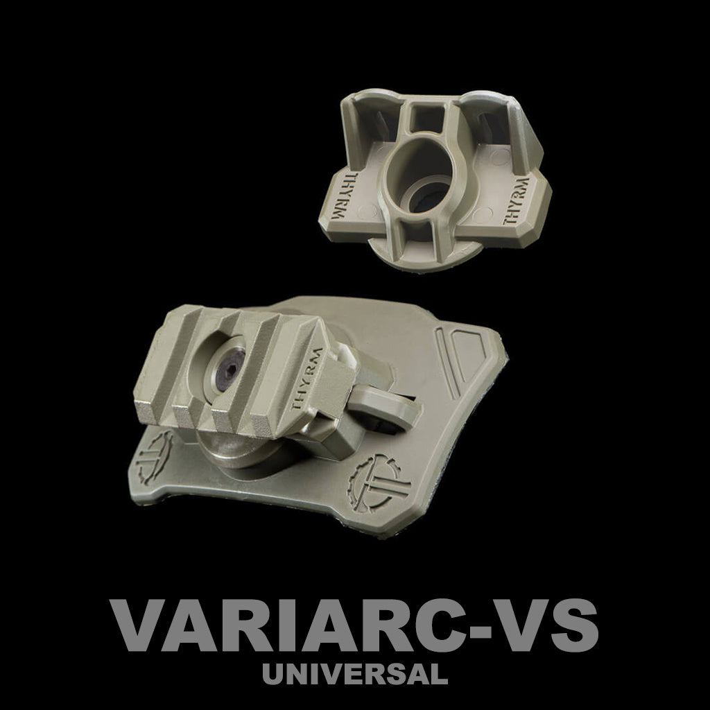 Tan VariArc-VS Helmet Light Mount, showing two mount options