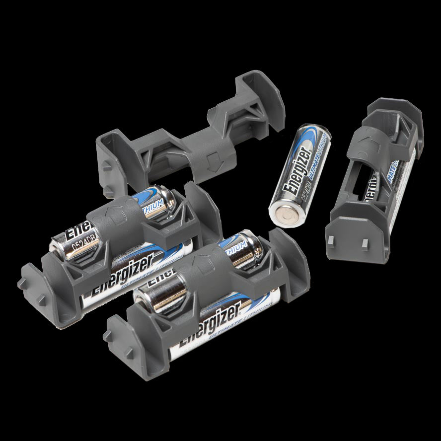 Modular Battery Insert Pak for CellVault-5M with multiple battery holders and Energizer batteries for tactical use.