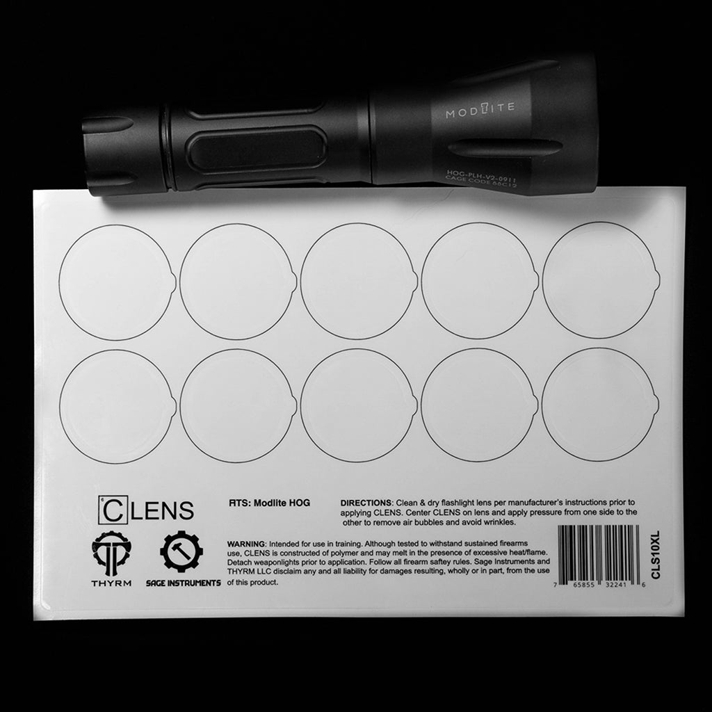 CLENS 10 XL model of CLENS Lens Protectors is designed for the Modlite HOG Flashlight.