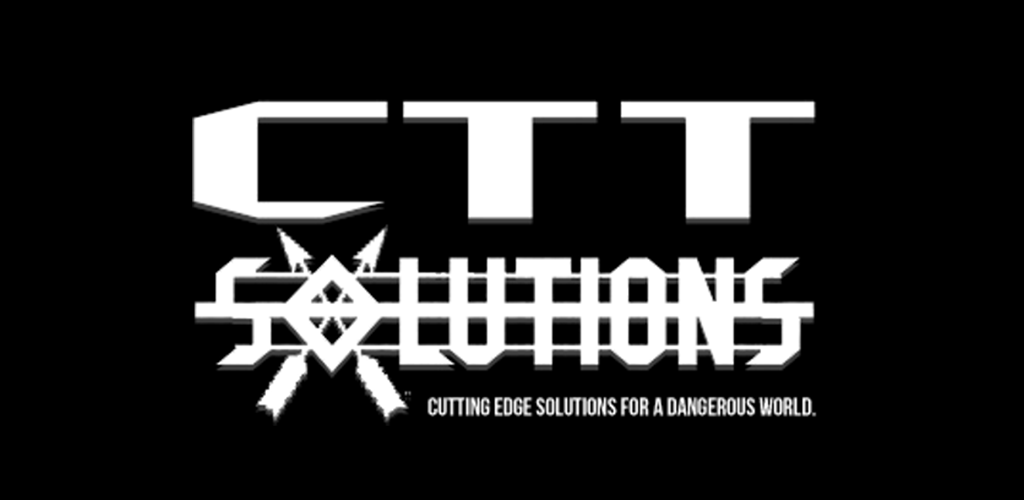Logo of CTT Solutions with a stylized design on a black background
