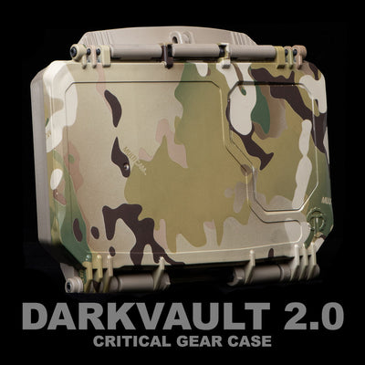 DarkVault 2.0 critical gear case featuring a camouflage design, designed for smartphone protection.