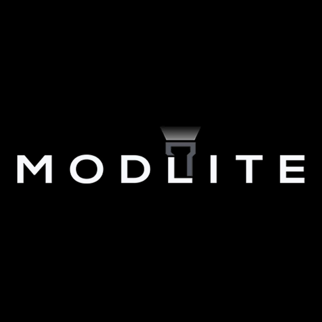 Modlite logo featuring a flashlight icon integrated into the letter L