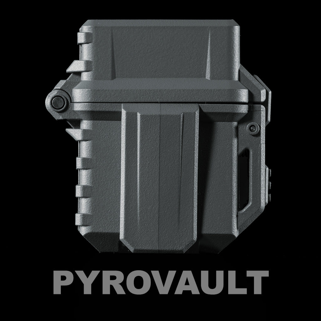 Durable PyroVault Lighter Armor designed for tactical and outdoor use, providing protection and secure storage for lighters.