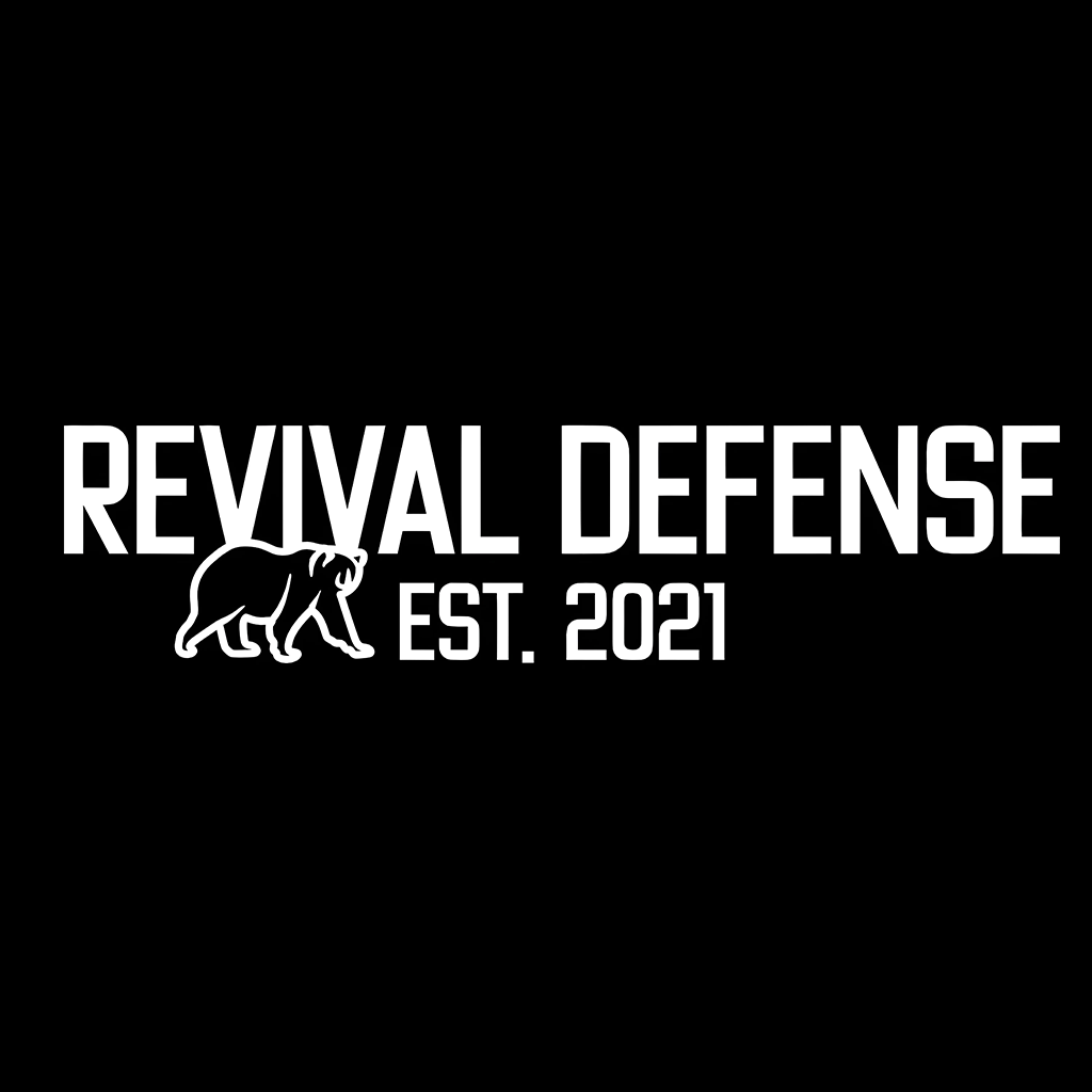 Revival Defense logo with a white bear silhouette and year of establishment, 2021