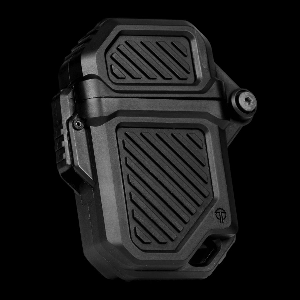Durable Thyrm PyroVault 2.0 Lighter Armor designed for Zippo, Z-Plus, Thunderbird, and Blazer inserts, featuring a rugged exterior.