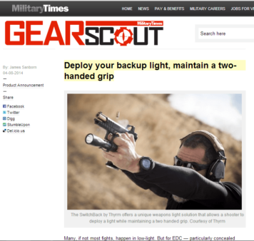 First page of Gear Scout review of Thyrm's SwitchBack Flashlight Ring.
