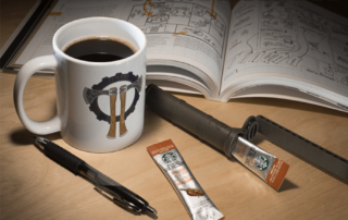 Back to School Blog intro shot showing coffee, Cell Vault, and study materials