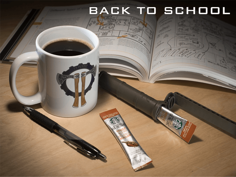 Back to School Blog intro shot showing coffee, Cell Vault, and study materials