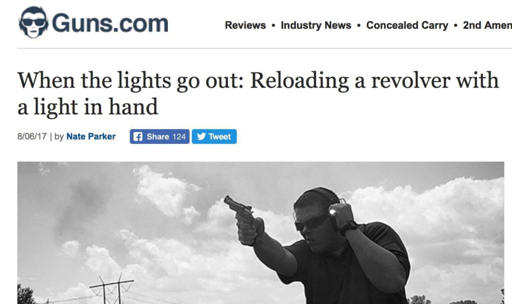 Screenshot from Guns.com for article "When the lights go out: Reloading a revolver with a light in hand"