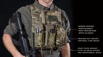 Plate Carrier with CellVaults mounted in four places, each labeled with pros and cons