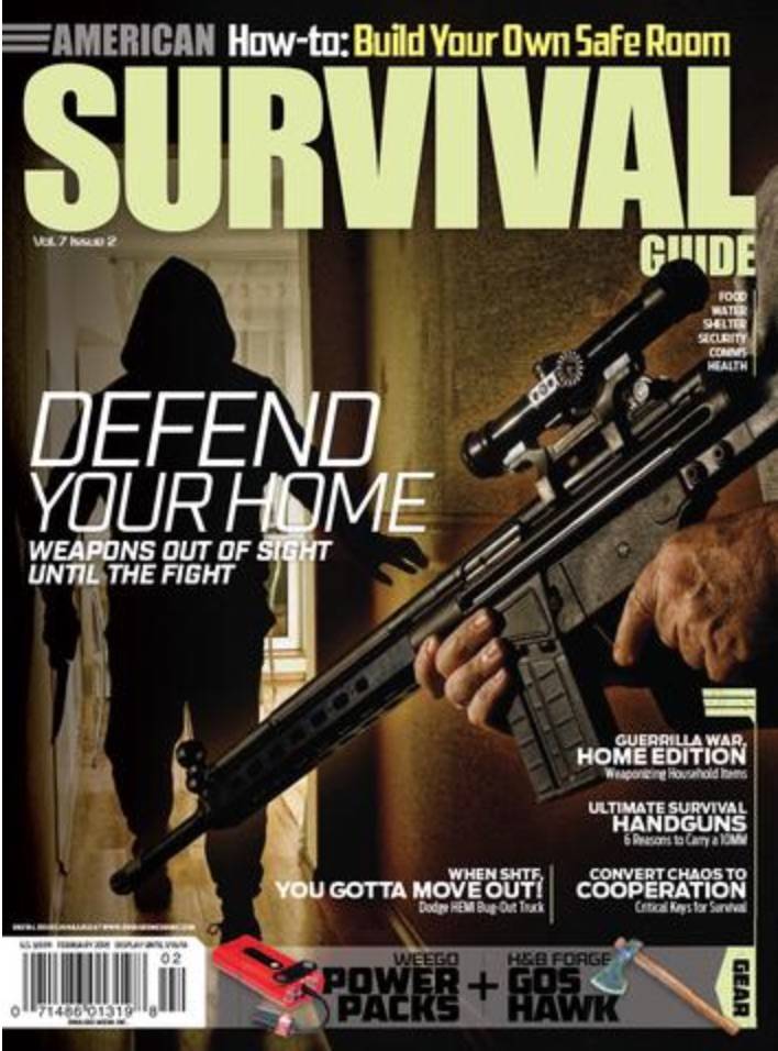 Photo of Survival Guide Magazine which endorsed Thyrm with an article (Vol 7, Issue 2)