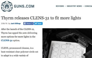 Screen capture of Guns.com article on release of CLENS-31 Lens Protectors