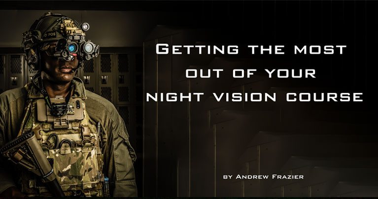 Man with Night Vision Goggles and Chest Rig