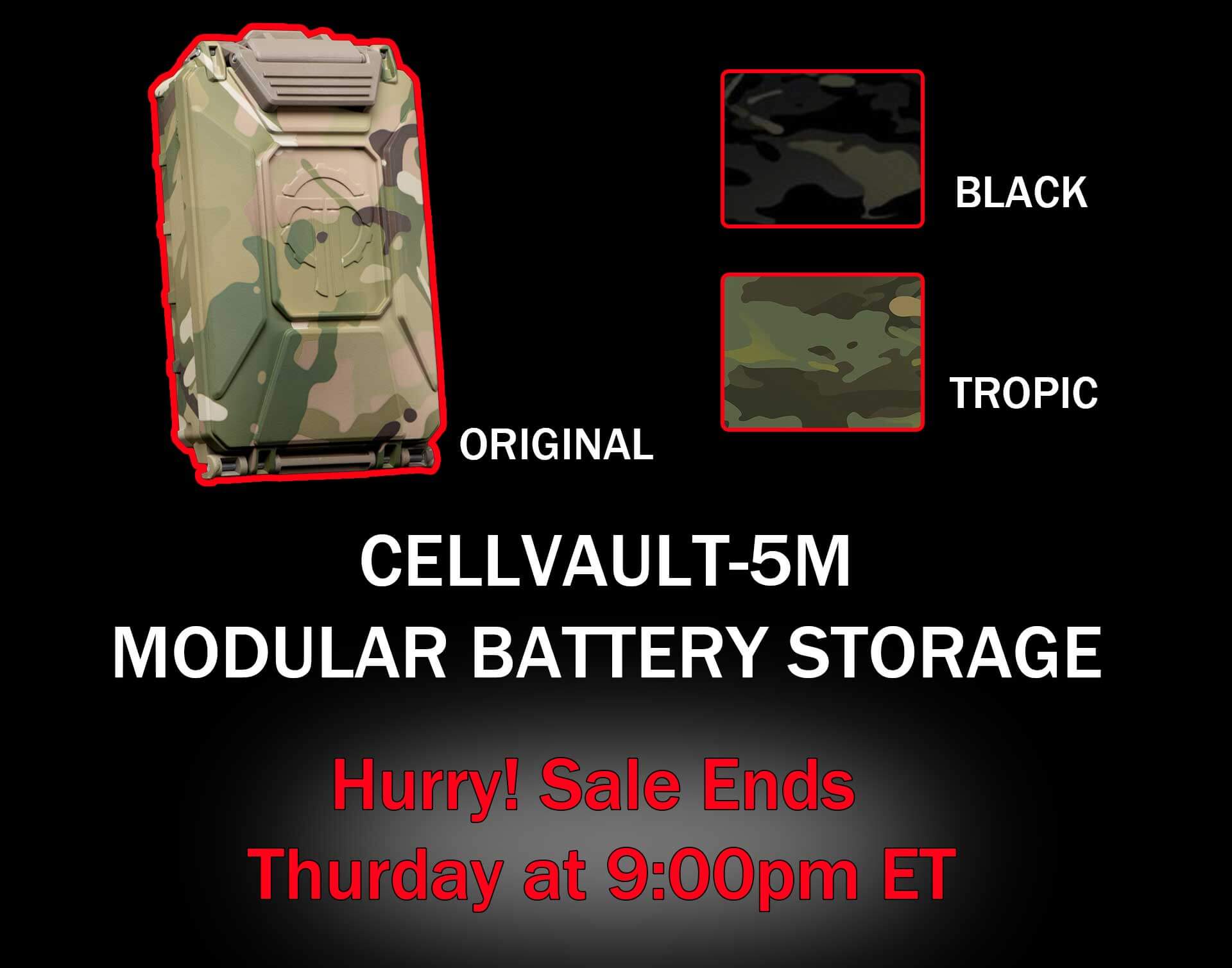 CellVault-5M Modular Battery Storage in MultiCam (3 types)