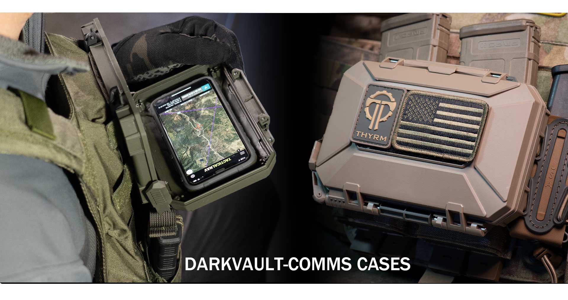 DarkVaylt-Comms Cases as navigation board and storage on a chest rig