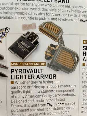 Concealed Carry Magazine Photo of Article about PyroVault 2.0 Lighter Armor