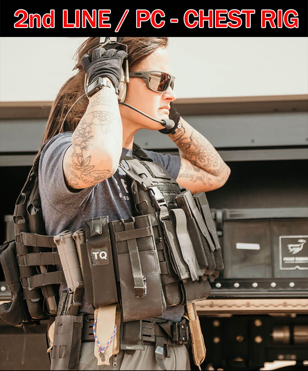 Operator with a CellVault-XL mounted to her chest rig