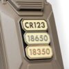 tan battery patches mounted to velcro