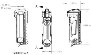 Diagram showing internal and external dimensions of the CellVault-18 Battery Storage