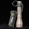 Thyrm CellVault-21 Battery Storage in Olive Drab alongside SwitchBack Flashlight Ring on Modlite