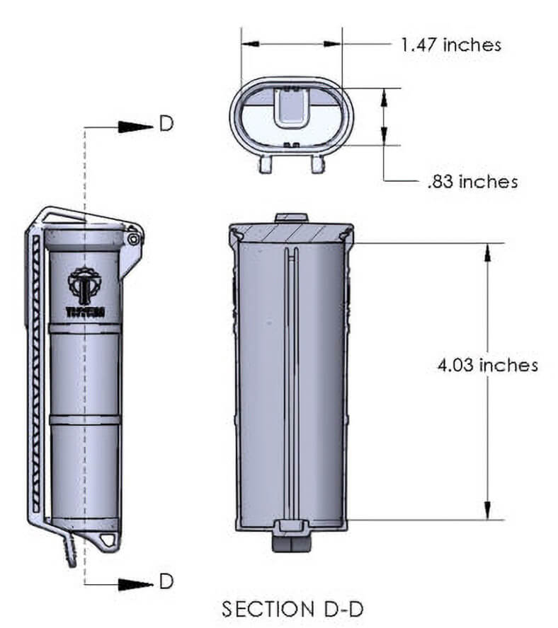 Diagram showing internal and external dimensions of the CellVault XL Battery Storage Case