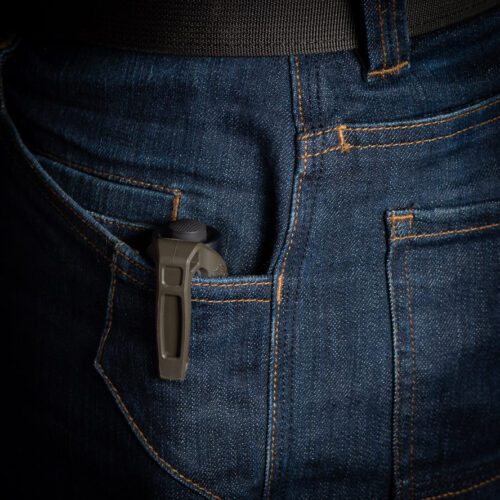 Low Profile Carry Clip carried in a pocket to exemplify its low profile design
