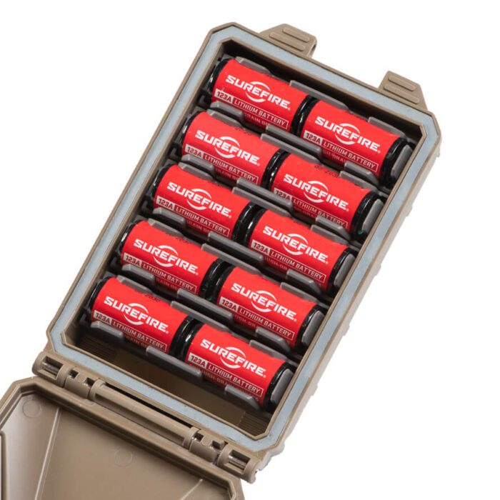 CR123 Surefire Batteries in a CellVault-5M Case; 10 can fit