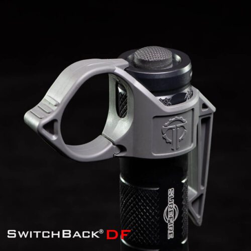 SwitchBack DF Flashlight Ring mounted on a flashlight, front angled view