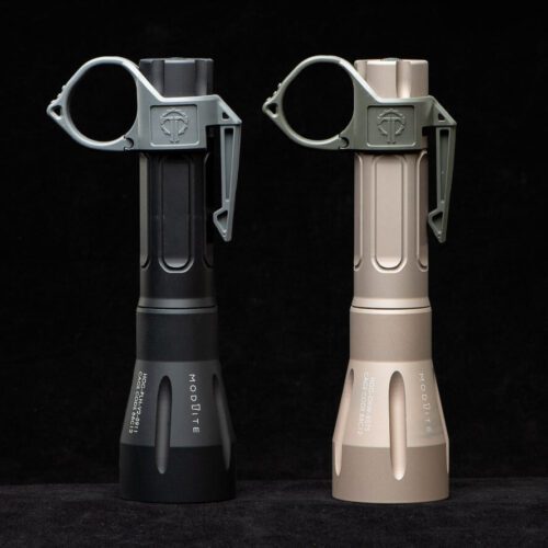 SwitchBack HOG Flashlight Rings mounted on two different colored Modlite Flashlights, front view