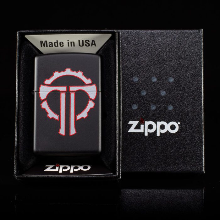 Packaging view of the Thyrm Zippo Lighter including a Thyrm logo