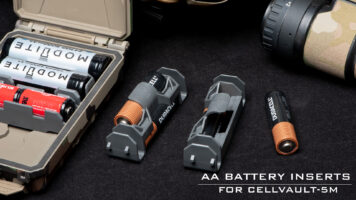 CellVault-5M Modular Storage Case with AA Battery Inserts outside the case