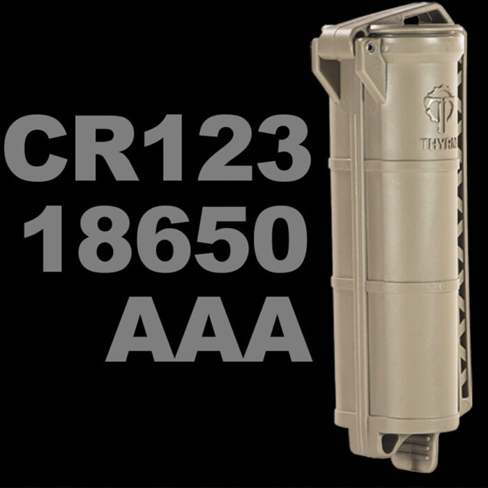 CellVault XL is compatible with CR123, 18650, and AAA batteries