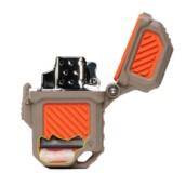Cut-away showing placement of Tinder-Quik firestarter in a PyroVault 2.0 Lighter Armor with a mounted insert